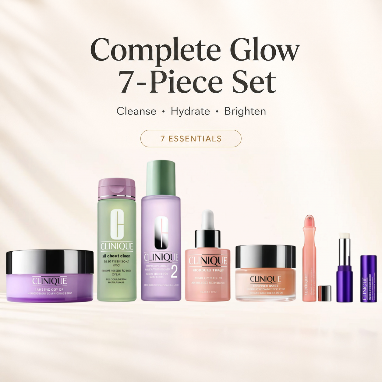 Complete Glow 7-Piece Skincare Collection – Cleanser, Toner, Serum, Moisturizer, Eye Care & Retinoid Balm