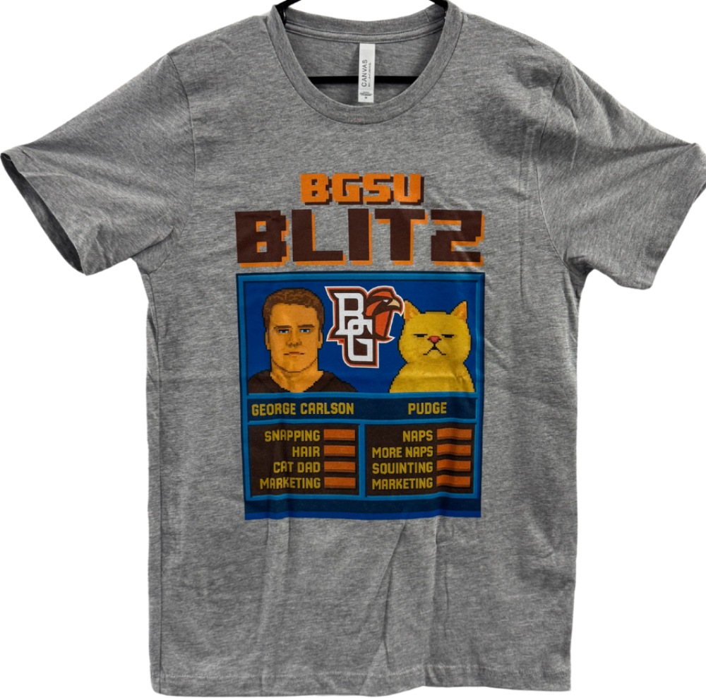 Pudge the Cat and George Carlson BGSU Blitz T-shirt