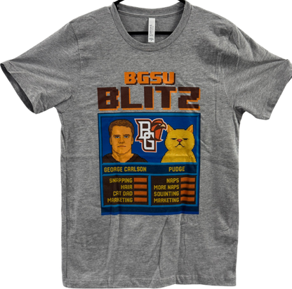Pudge the Cat and George Carlson BGSU Blitz T-shirt